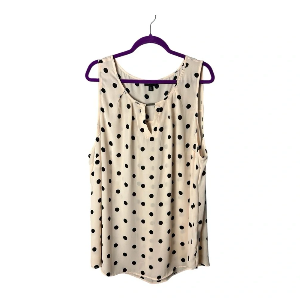 Torrid Women's Pink Black Polka Dot Georgette Keyhole Tank Top Size 3X - Picture 9 of 9